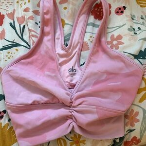 COPY - ALO Yoga Pink Ruched Sports Bra | XS